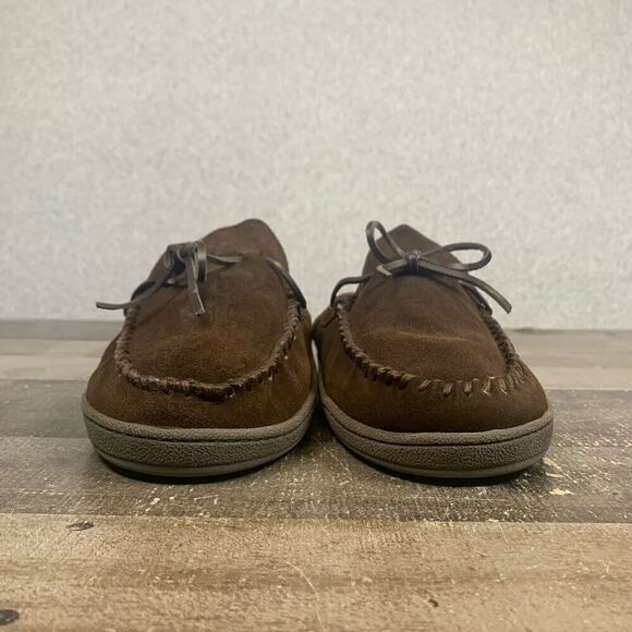 Clarks Bruno Suede Moccasin Faux Fur Slippers Dark Brown 22SH-0011 Mens Size 12M - Picture 9 of 10